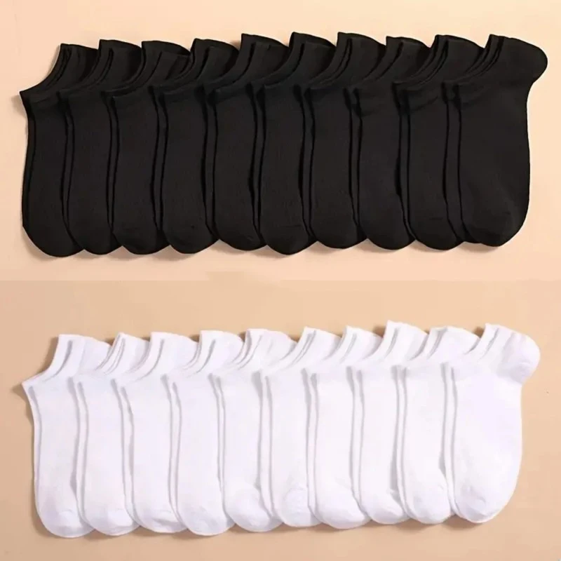 Unisex Casual Plain Color Thin Breathable Comfy Anti Odor Sweat-absorbingBoat Socks 10 Pairs Low Cut Ankle Socks For Men Women