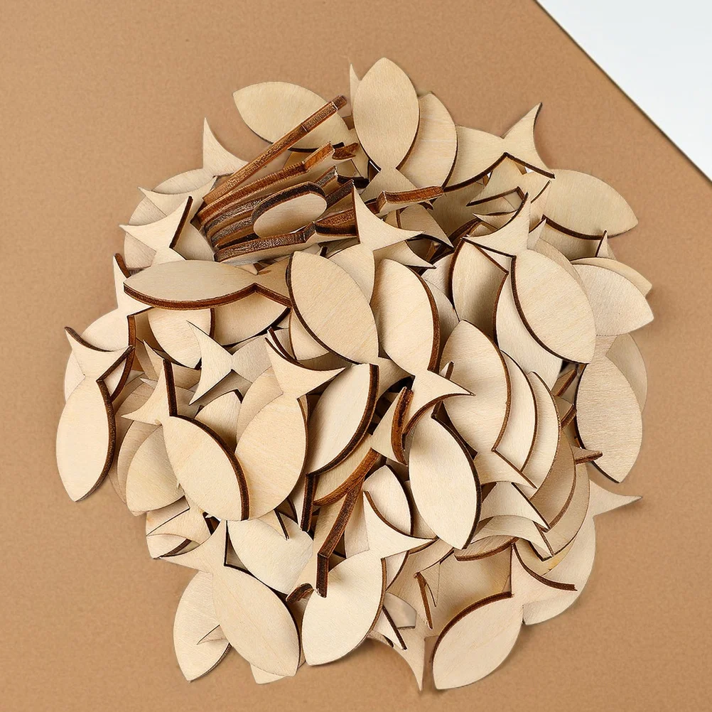 

50pcs Decoration Wood Plate Set Mini Fish Shape Cutouts Unfinished Diy Wooden Slices For Crafts Home Decor Ornaments Handicraft