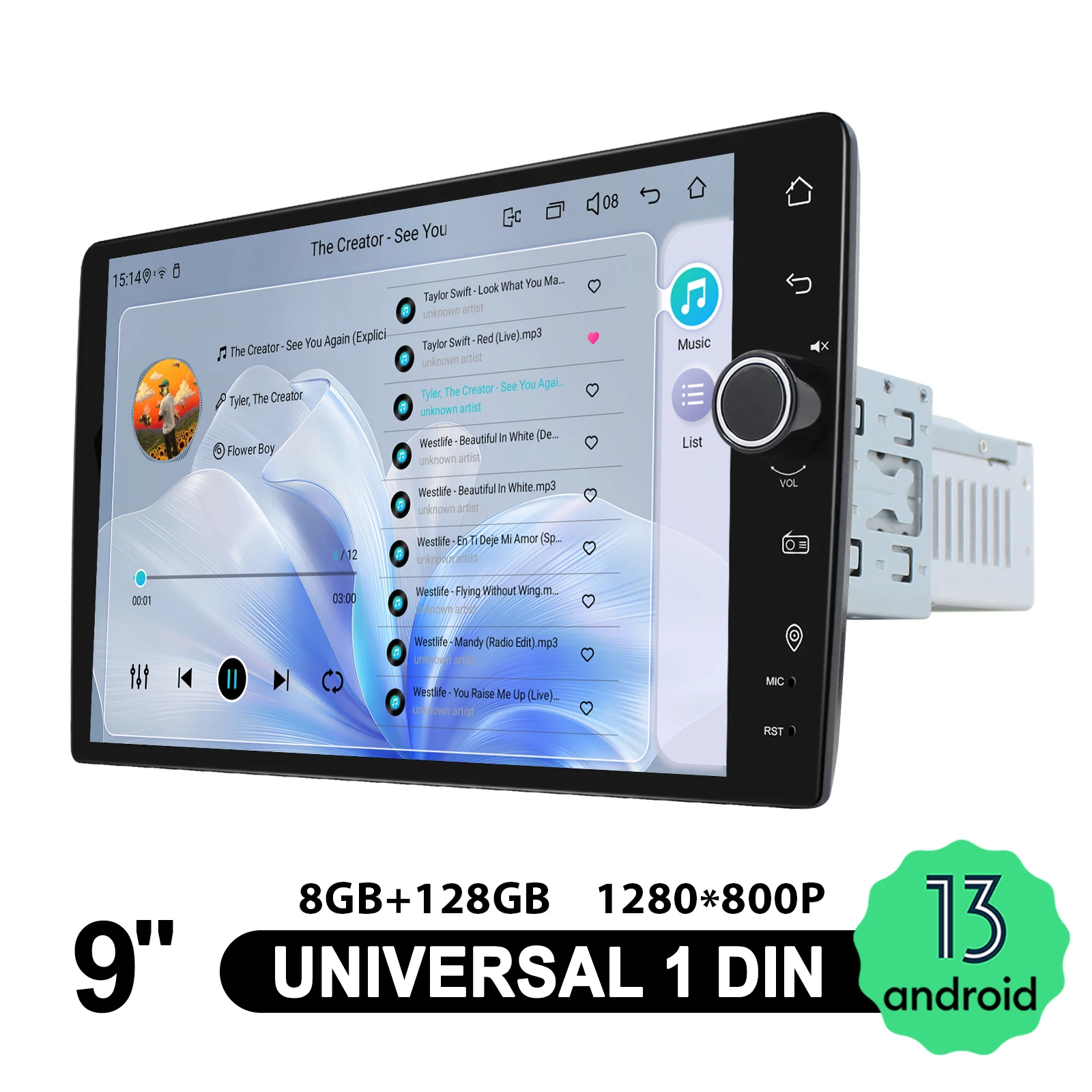 راديو ستيريو للسيارة RHD 9 بوصة يعمل بنظام أندرويد مع مقبض GPS Navi مع CarPlay اللاسلكي Android Auto HDMI/360 °   إخراج الكاميرا