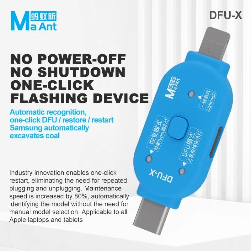 MaAnt DFU-X One Click Flashing Device No Power-Off DFU / Restore / Restart No Shutdown Antomatic Recognition Phone Repair Tool
