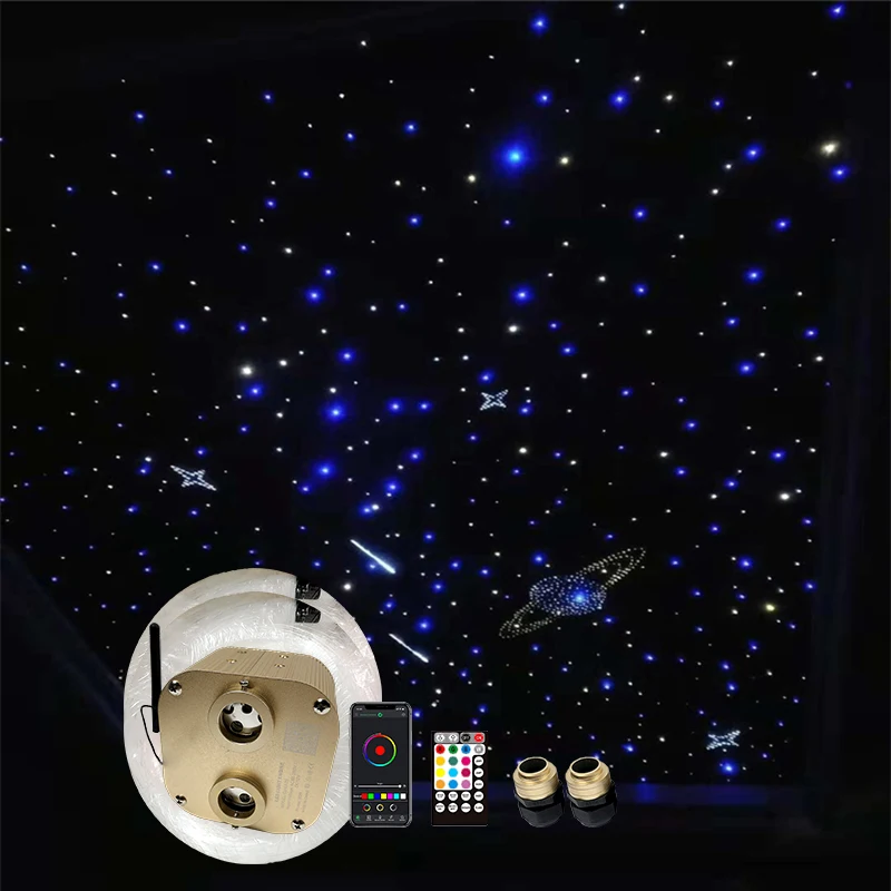 

Optic Lighting Smart APP 20W Twinkle Fiber Light engine RF control Cable Starry Effect Ceiling Double Heads Lights LED lamp