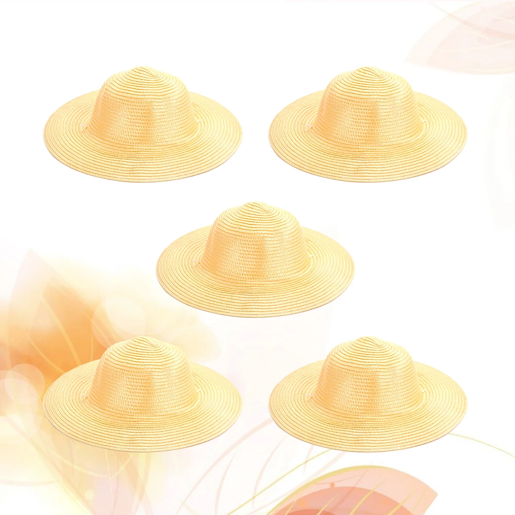 어린이를위한 5 Pcs 드로잉 밀짚 모자 그림 모자 Diy 해변 낙서 여름 나만의 나무