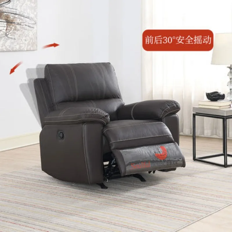 Modern living room furniture leather features manual single recliner with rotating and rocking