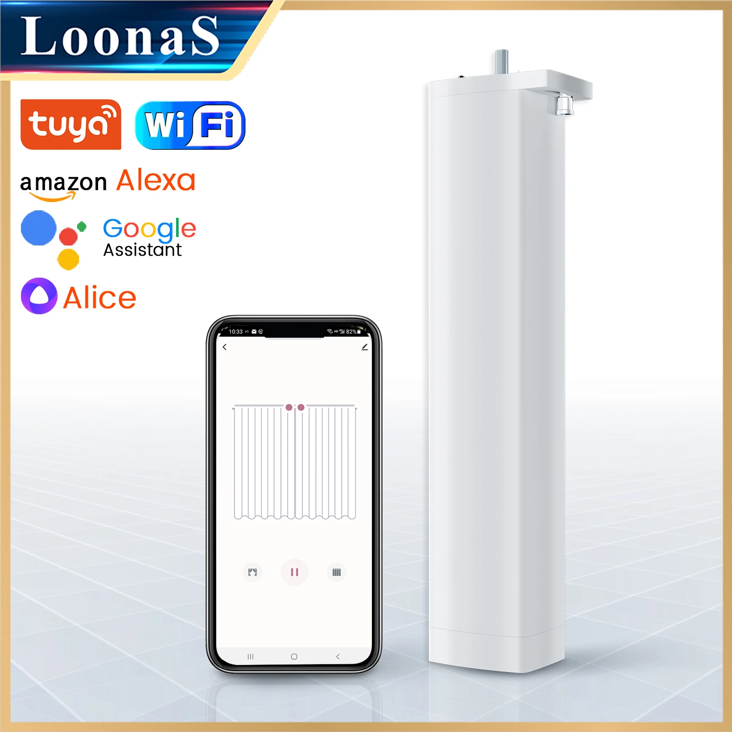 2nd G Smart Electric Automatic Curtain Motor Control System Tuya WIFI Smart Life Compatable Alexa, Google Assistant, Alice