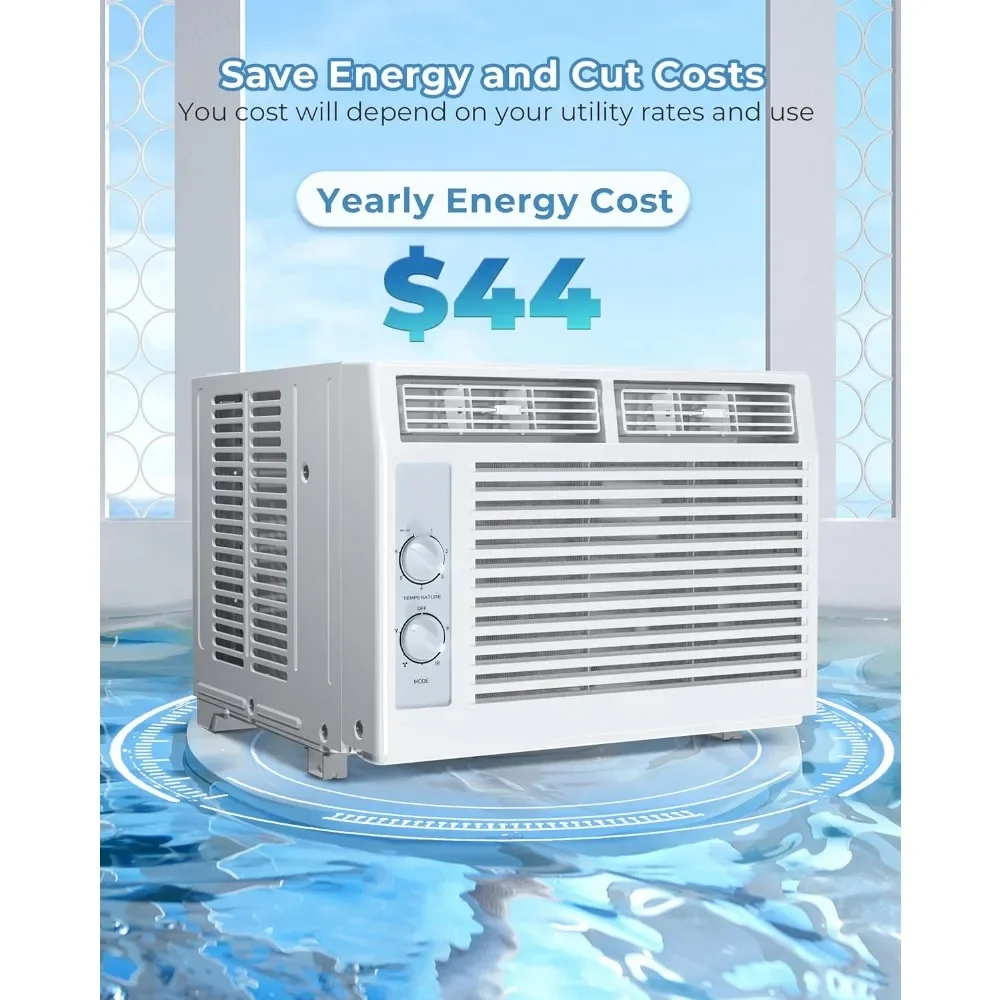 5000BTU Air Conditioner Window AC Unit, Up To 150 Sq. Ft., Easy Install Kit Included, Ideal for Bedroom, Apartment, Dorm,Garage