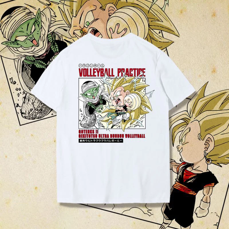 Dragon Ball Graphic Short Sleeve T-Shirt Men\'s Wukong Vegeta Casual Loose Cotton T Shirts for Men Korean ins Trend Mens Clothing