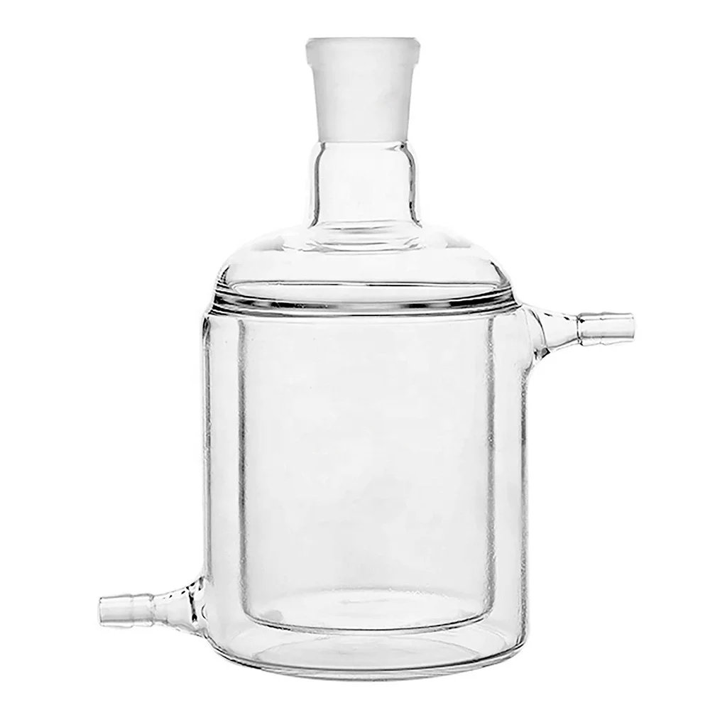 Beaker Jacketed Reaction Flask with Grind Mouth for Laboratory Chemical Glassware Composed of SiO2