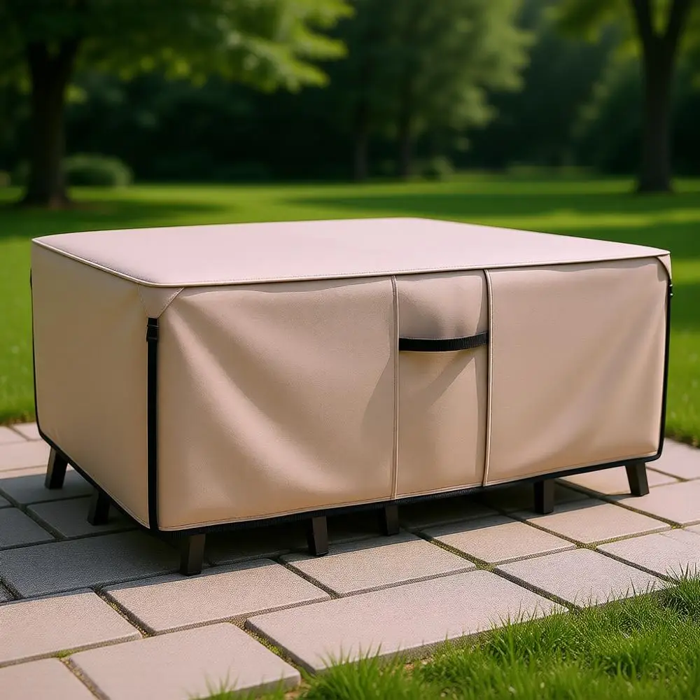 

Heavy-Duty 600D Canvas Patio Table & Chair Cover, Water-Resistant, 126L x 74W x 28H Inches