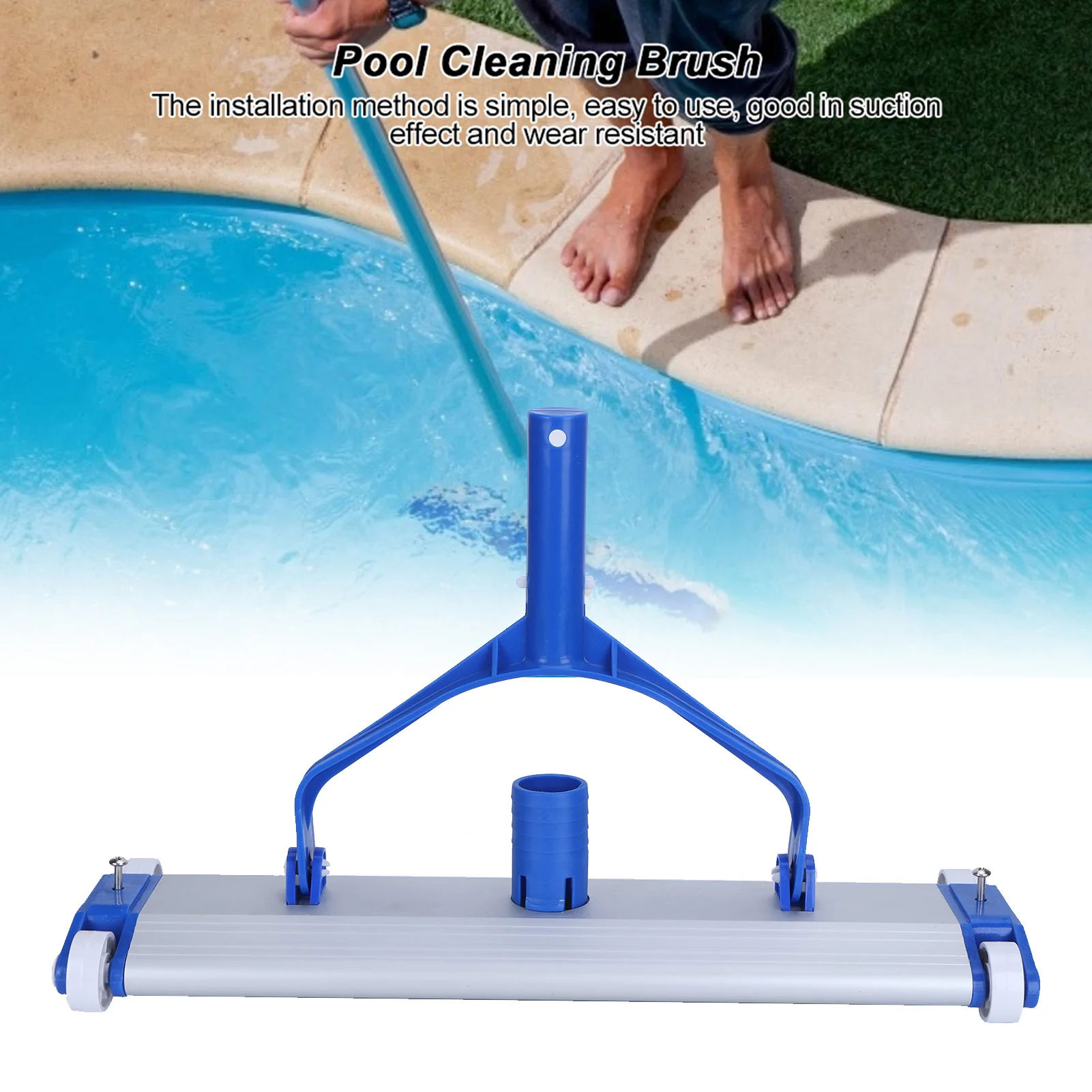 

Swimming Pool Vacuum Cleaner Brush 18'' Aluminum Alloy Pool Wall Bottom Cleaning Brush Dirt Suction Vacuum Head Cleaning Tools