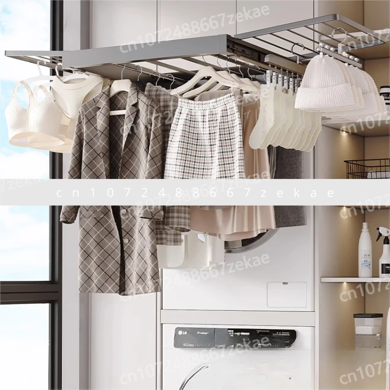 

Поддвижная вешалка для стиральной машины, скрытая сушилка над балконным шкафом, телескопическая выдвижная полка для хранения брюк