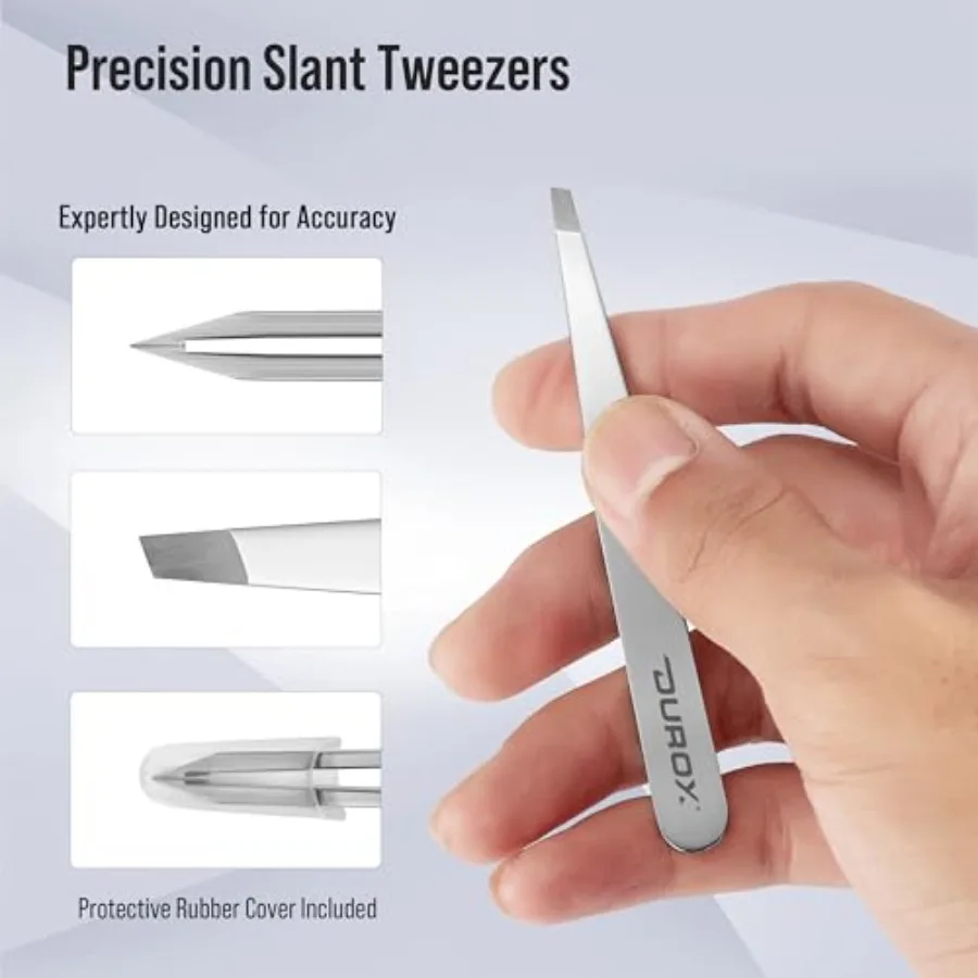 Precision Tweezers for Eyebrows Slant Eyebrow Tweezers for Women and Men, Made of Stainless Steel with Fine Slant Tips for Eyeb
