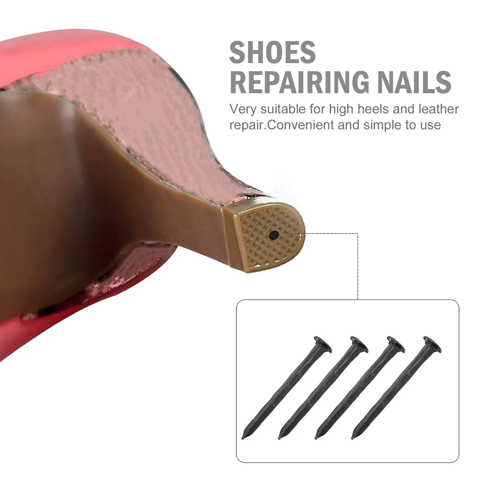 1 Bag Shoes Repairing Nails Iron Material Round Head High-Heeled Shoes Heels Nails Heavy Duty Long Service Life Easy