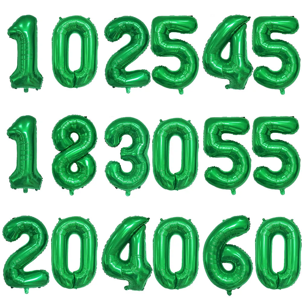 32inch 10th-60th Birthday Party Number Balloon Large Green 10 13 17 18 20 21 25 30 35 40 45 50 55 60 Digital Balloon Party Decor