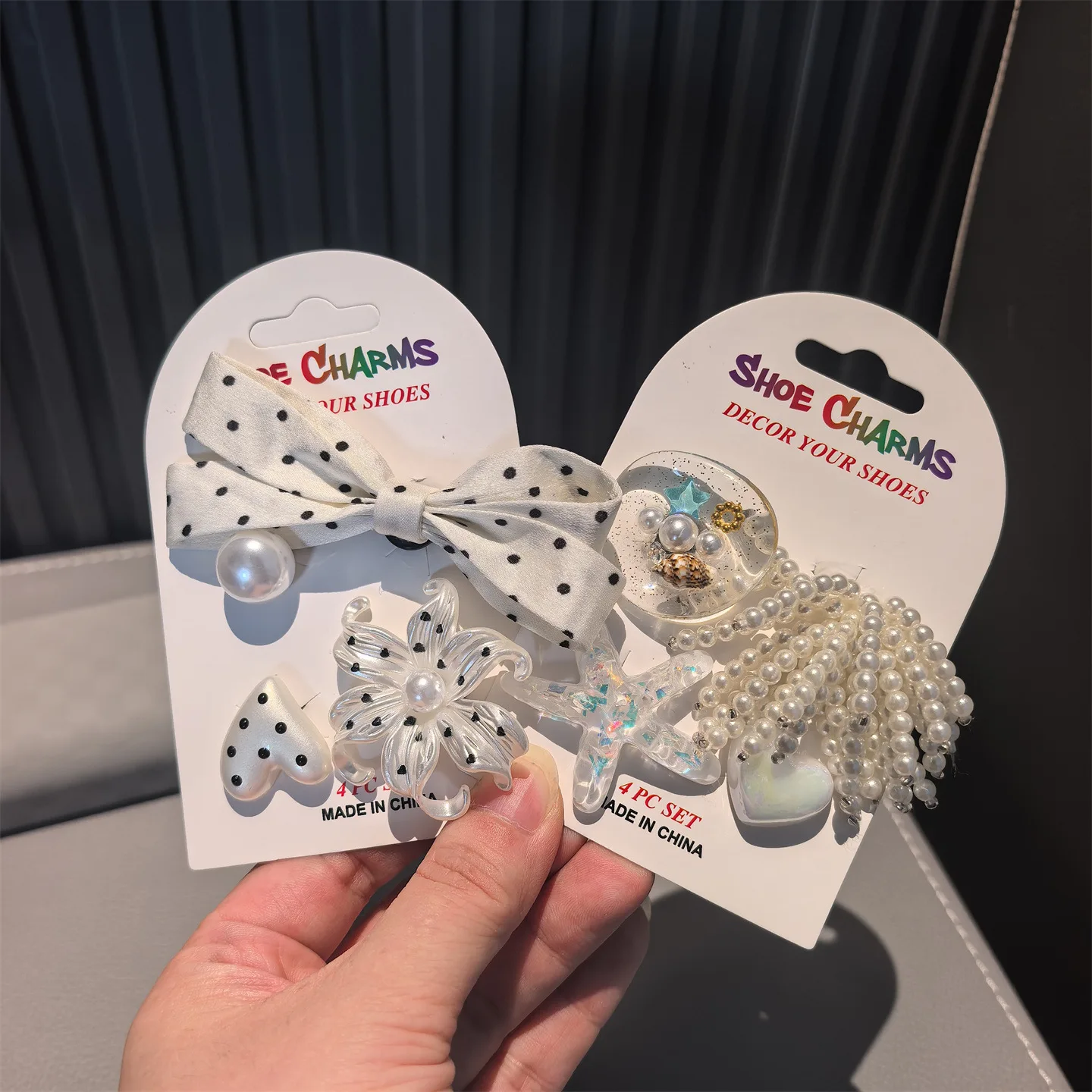 Clog Charm Ballet Style Polka Dot Tassel Pearl Premium Decoration Buckle Korean PVC Multicolor Lightweight for Women Girls Beach