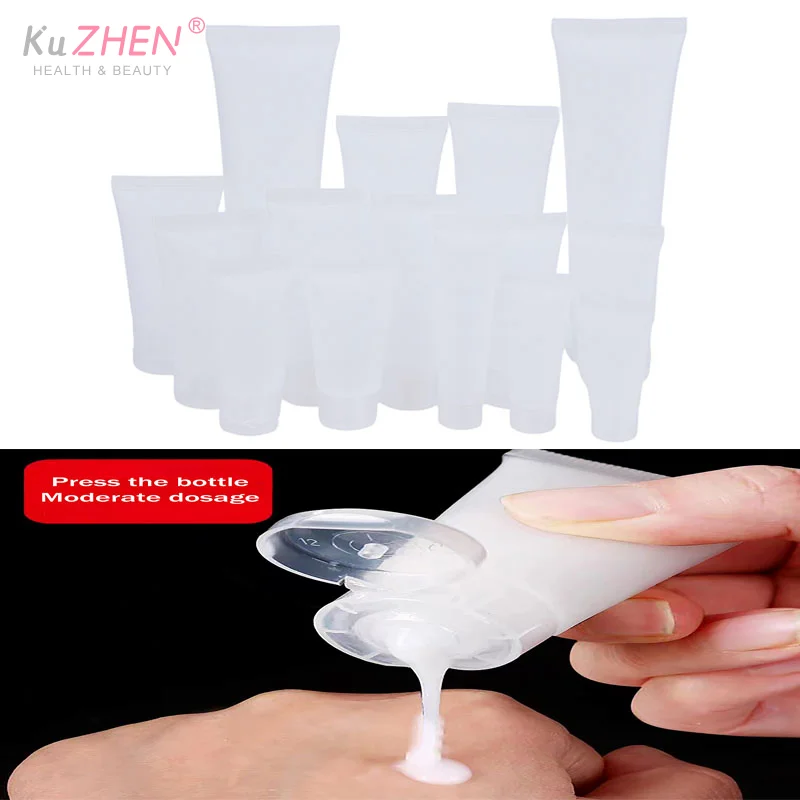 10Pcs Squeeze Lotion Container Refillable Bottle Travel Pack Empty Matte Clear Tube Cosmetic Cream Lotion Shampoo Bath Dispenser