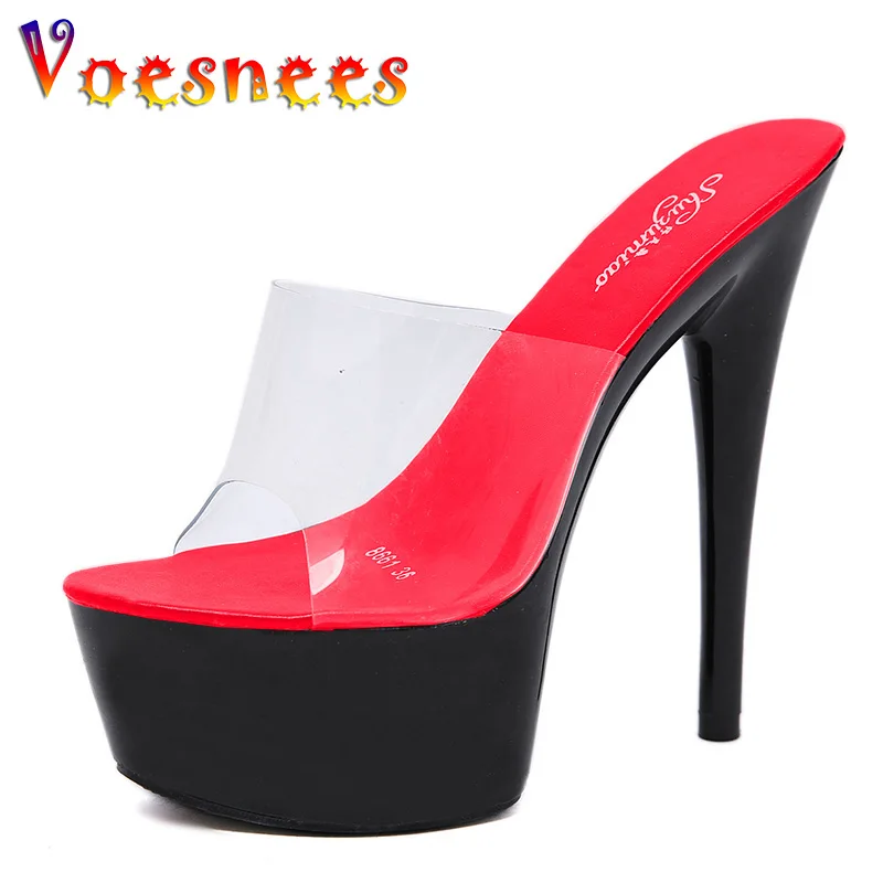 women\'s home slippers Transparent Slippers High Heels Women Outside Sandals Summer Shoes Woman High Pumps Wedding Heels Slippers