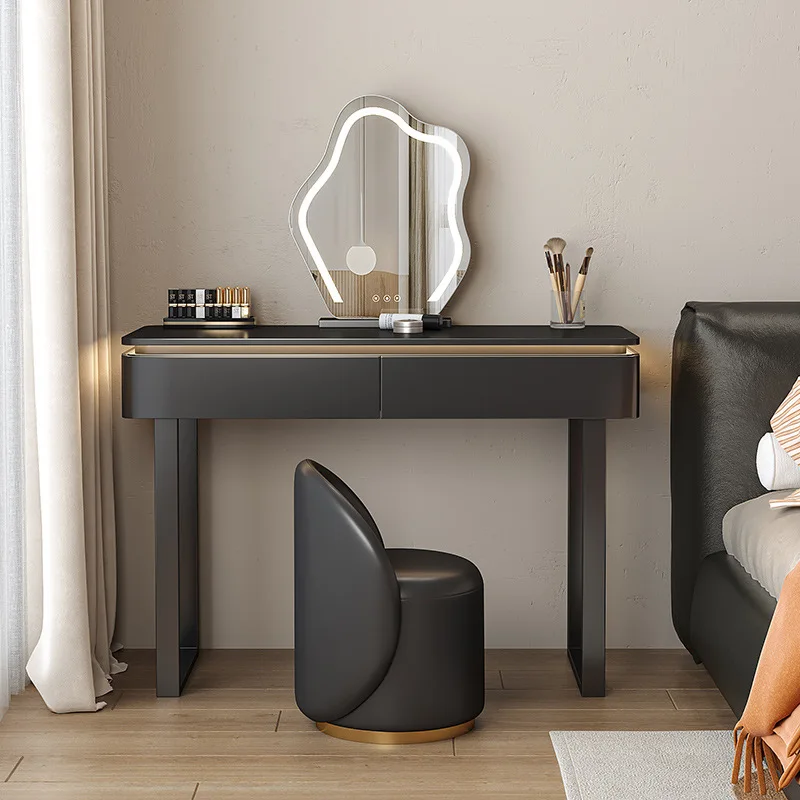Black Dressing Table Luxury Minimalist Design Small Apartments Modern Simple Designer Style High-End Feel Solid Wood Hotel