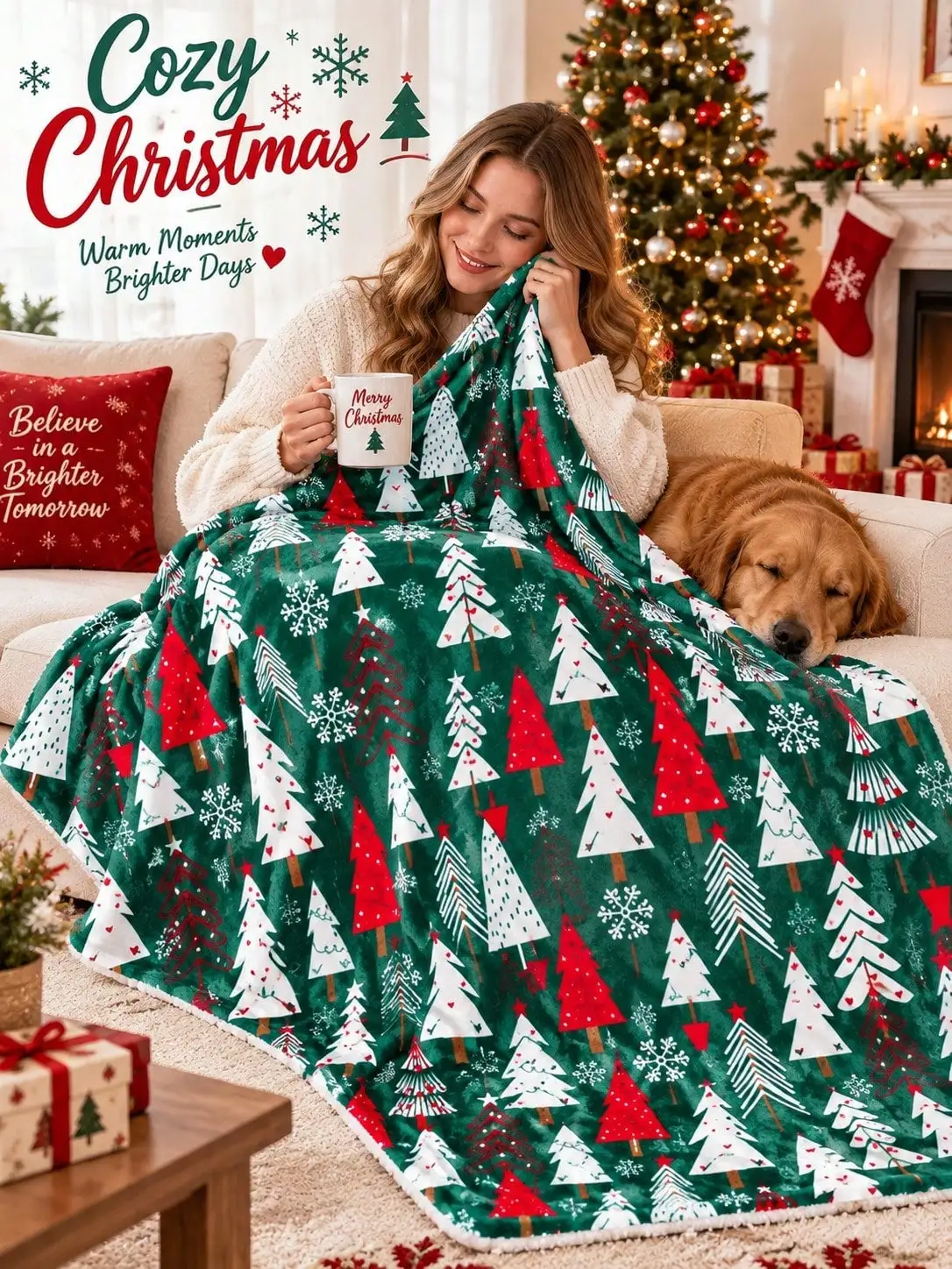 Christmas Flannel Blankets & Throws Trees Snowflakes Stars Home Decor Sofa Couch Bed Bedroom Living Room Office Travel Nap Reading Gift for Family Friends Holiday Fans Housewarming Birthday Anniversary Bedding Fireplace Entryway Celebration Lounge
