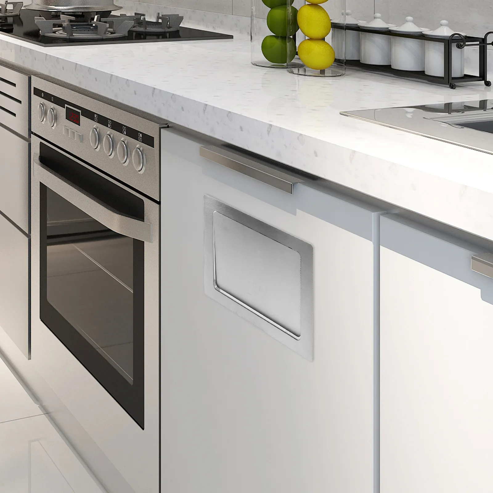 

Recessed Garbage Chute Cover Stainless Steel Embedded Trash Bin Lid Side Opening for Kitchen Cabinets Commercial 12.97x8.14x3.03