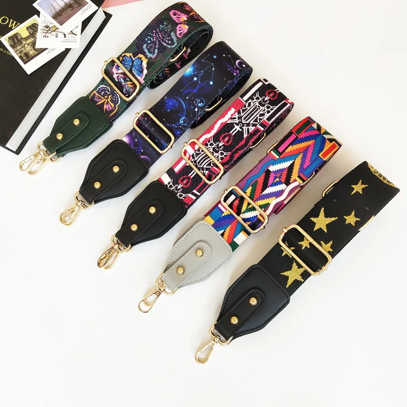 Colorful Strap Replacement Women\'s Bag Belts Backpack Accessories 5cm Widened Bag Strap with Flower