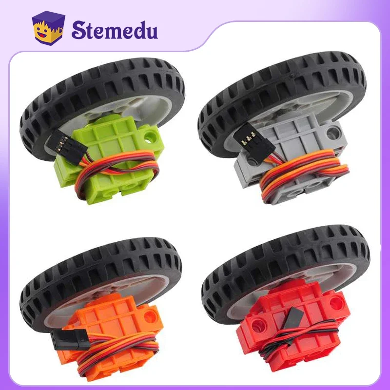 4PCS Geekservo Rotation Servo Wheel Compatible 360 Degree Continuous with Legoeds Building Blocks Micro:bit Robot Smart Car Toys