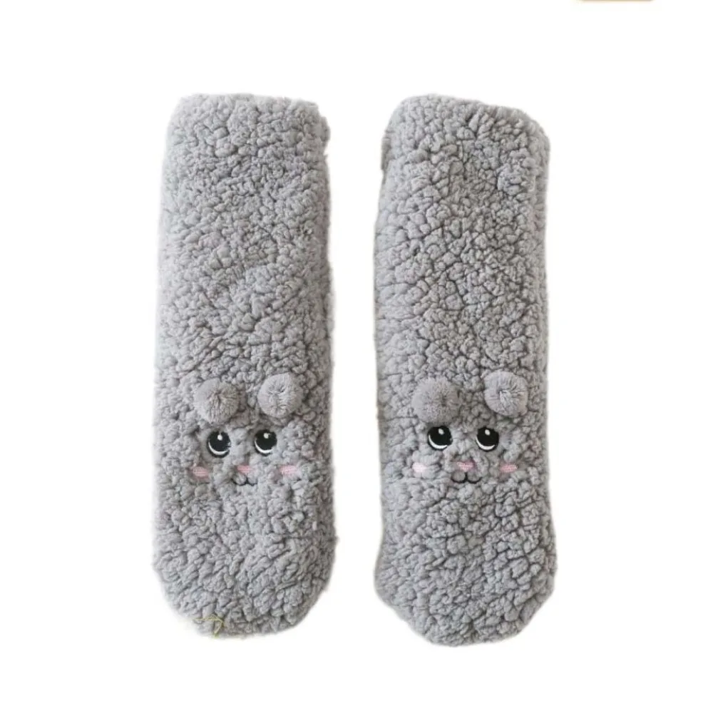 

Soft Embroidery Thick Thermal Socks Cartoon Plush Floor Socks Anti Slip Mid Tube Fleece Sock Women Men Women