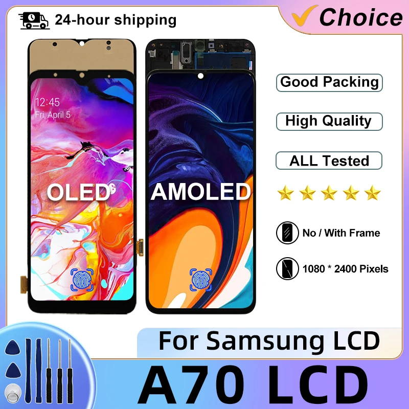 Samsung Galaxy A70 A705 A705f Жк-экран С Рамкой, Оригинальный Емкостный Сенсорный Дигитайзер Для Ремонта, Замены