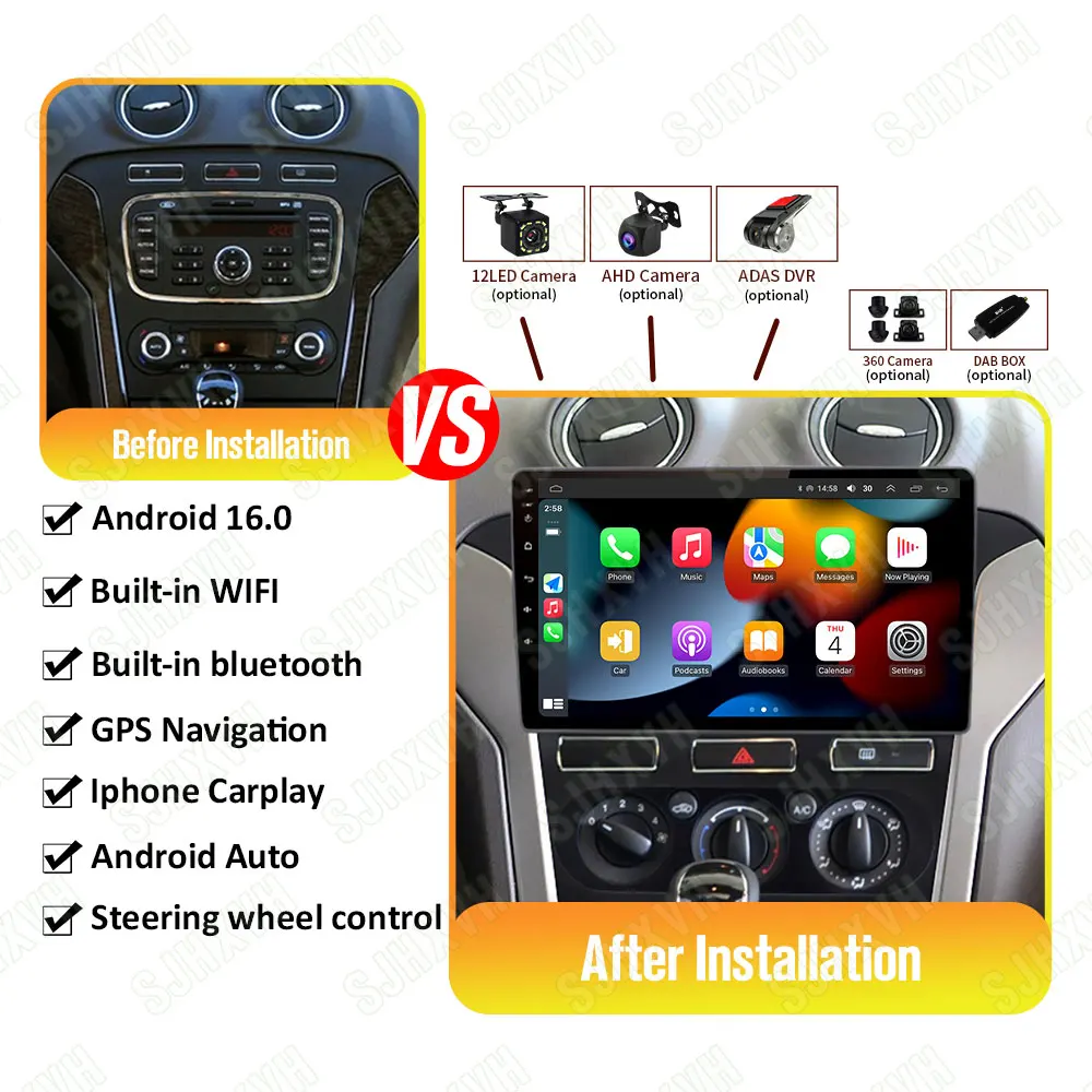 

Core 2 din Android 16 Car Radio Multimedia Video Player For Ford Mondeo 4 mk4 2010-2014 Autoradio Carplay GPS Navigation 4G