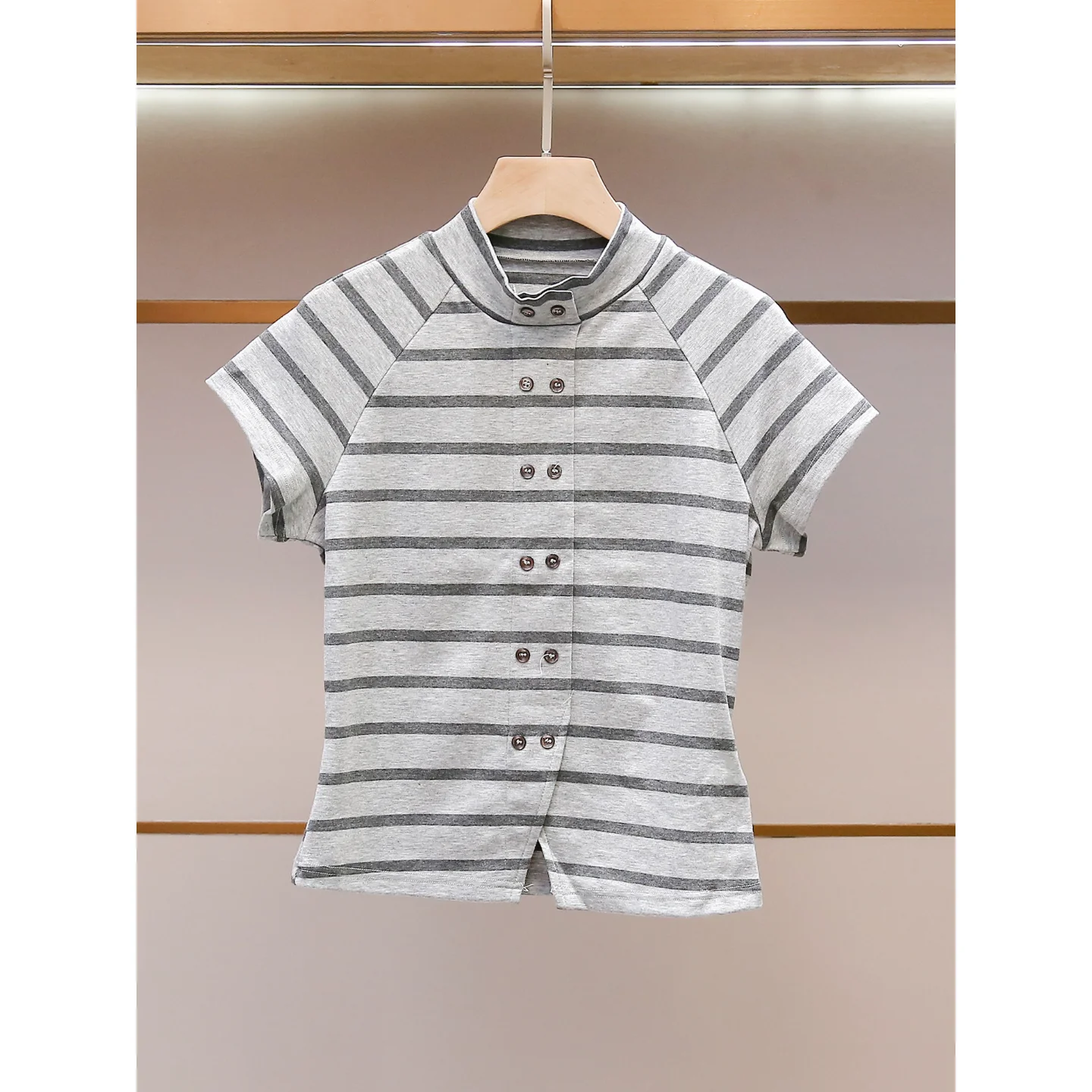 

Slimming Stripe Short Sleeve T-Shirt Women's Casual Fashion Korean Style Summer New Arrival Loose Fit Comfortable Cotton Top