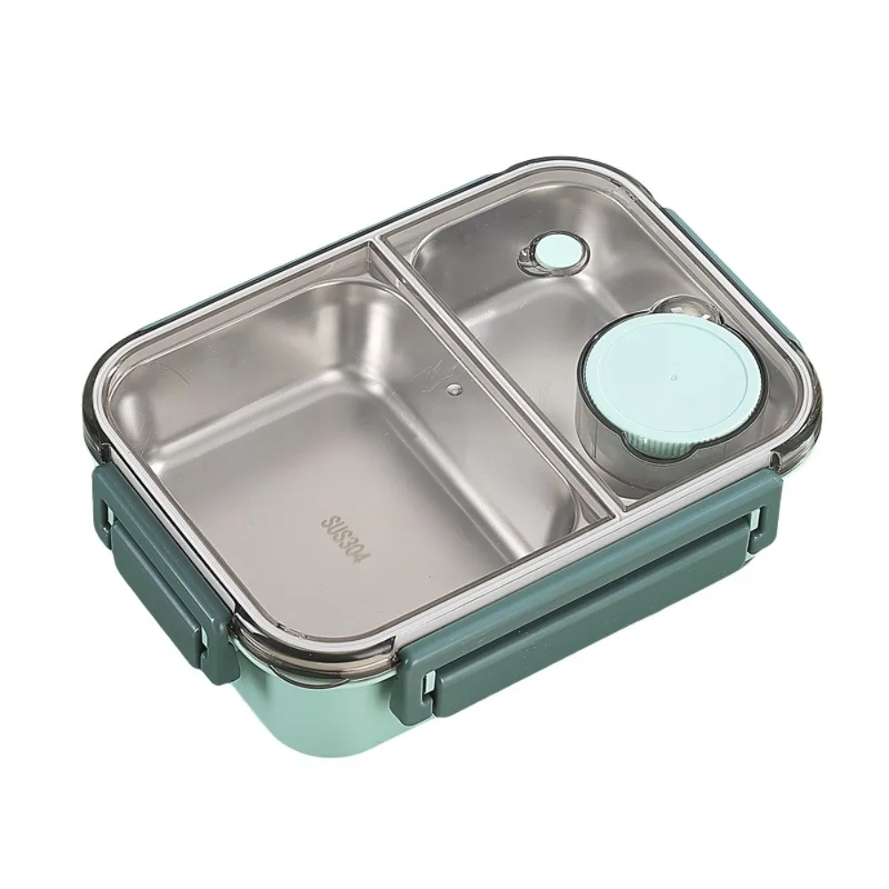 

Dinnerware 304 Stainless Steel Lunch Boxes with Tableware 850ML Picnic Box Leakproof 2/3 Grid Food Container Students