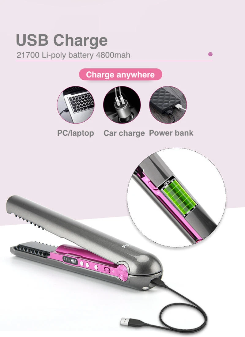 Cordless Hair Straightener Portable Flat Iron Wireless Curling Iron Constant Temperature Ceramic Plate Travel Beauty Tool
