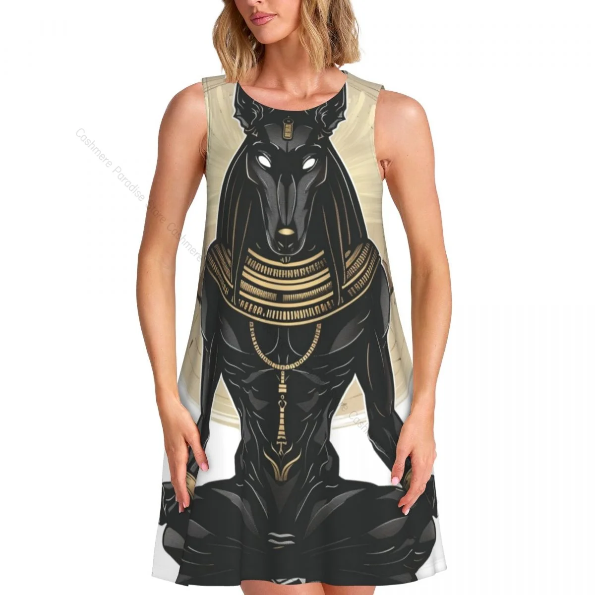 Robes d'été pour femmes, t-shirt de plage, sans manches, dieu égyptien Anubis Art, robe débardeur ample décontractée, 2025
