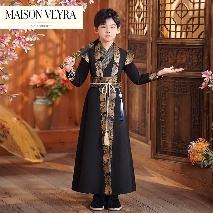 子供漢服伝統的な中国のドレス東洋韓服子供古代衣装改良されたスーツ唐騎士パーティーステージコスプレ衣装