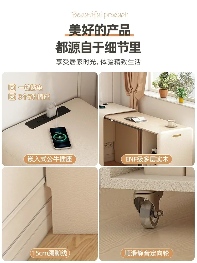 TAO Foldable Bedside Table Learning Writing Desk Solid Wood Household Minimalist