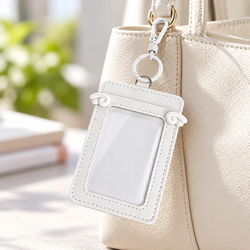 PU Leather Kpop Photocard Holder with Keychain Portable Idol Photo Card Case for K- Fans Daily Use
