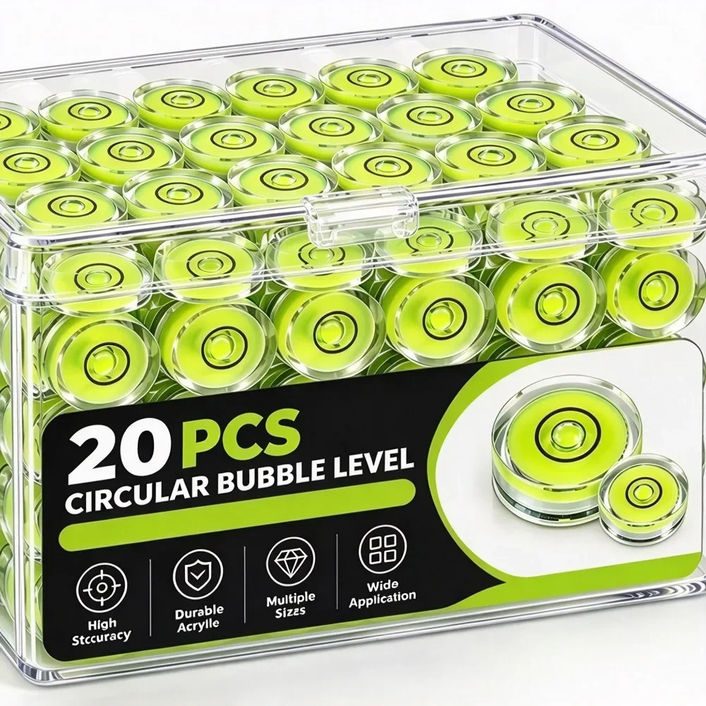 20/1PCS Round Bubble Level Bullseye Instrument Horizontal Precision Bubble Level Measuring Tool Multi-purpose Horizontal Ruler