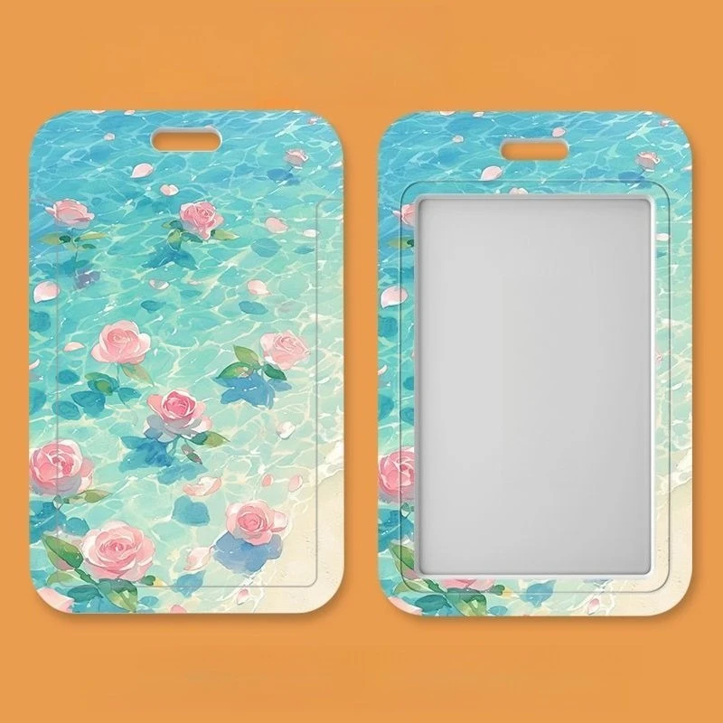 Inst Style Spring Stampe floreali Kpop Idol Card Collect Organizer Cancelleria Porta badge da donna Portachiavi Borsa porta badge carta d'identità di credito