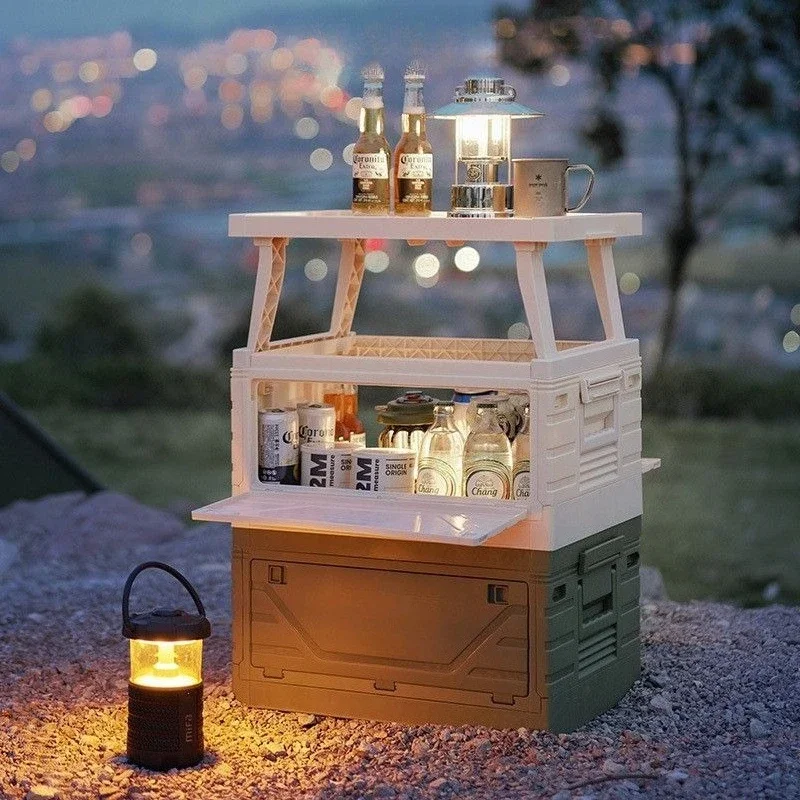 Outdoor Folding Furnishings Table and Storage Box with High Aesthetic Value, Multifunctional Mini Leisure Portable Camping Table