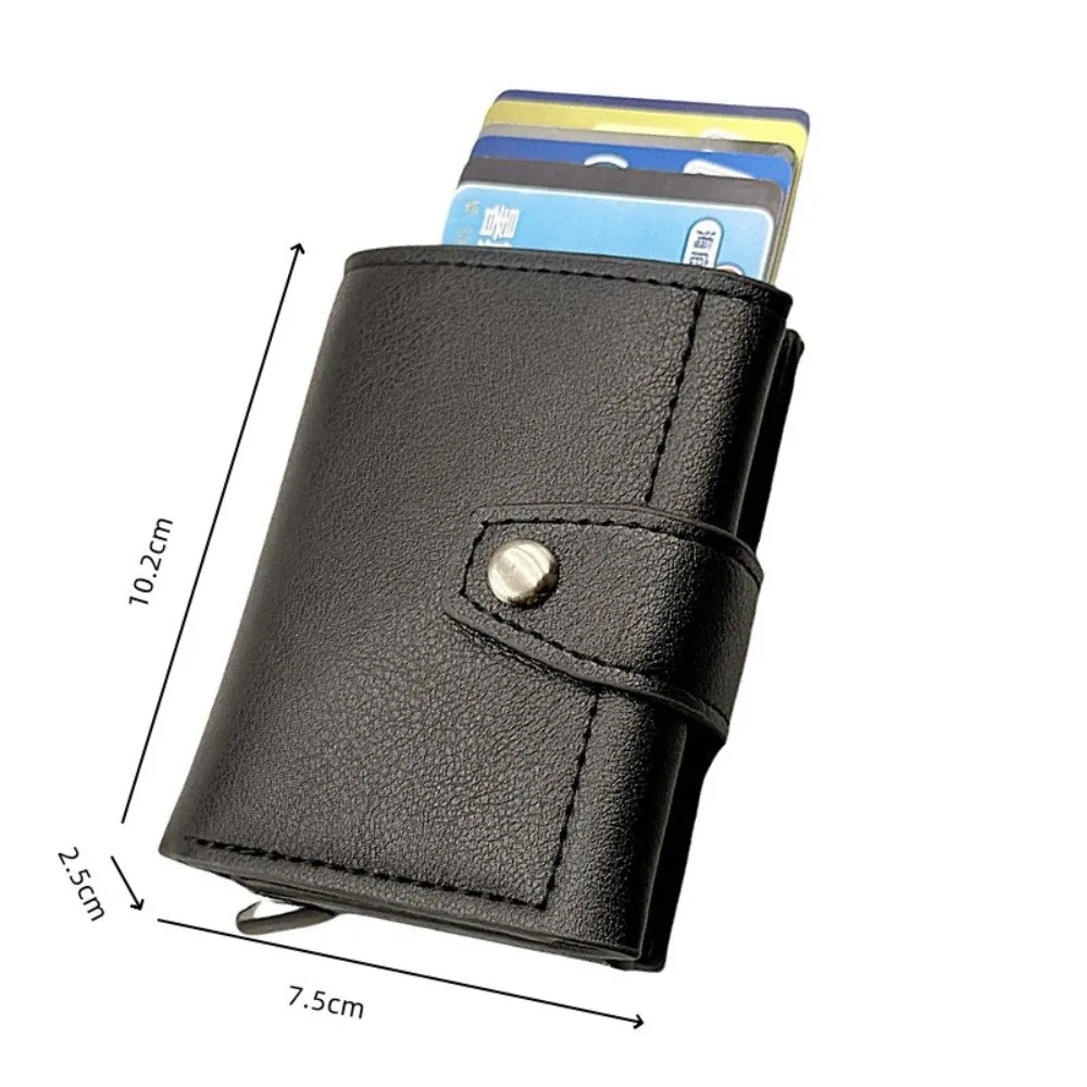 Fashion Anti Thief Men's Wallet Automatic Pop-up Solid Color Credit Card Holder Multifunctional Slim Cardholder Women