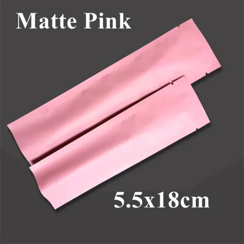 100 قطعة كيس تغليف طويل من رقائق الألومنيوم مفتوح العلوي-أكياس حاجز قابلة للغلق بالحرارة لمنتجات مسحوق فرش التجميل