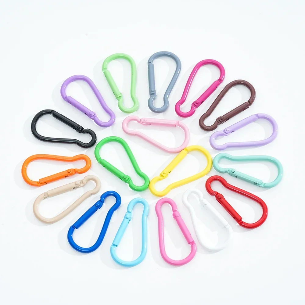 5pcs Colored Metal Long Keychain Clip Hooks Openable Carabiner DIY Bags Handbags Cell Phone Chains Key Chains Accessories