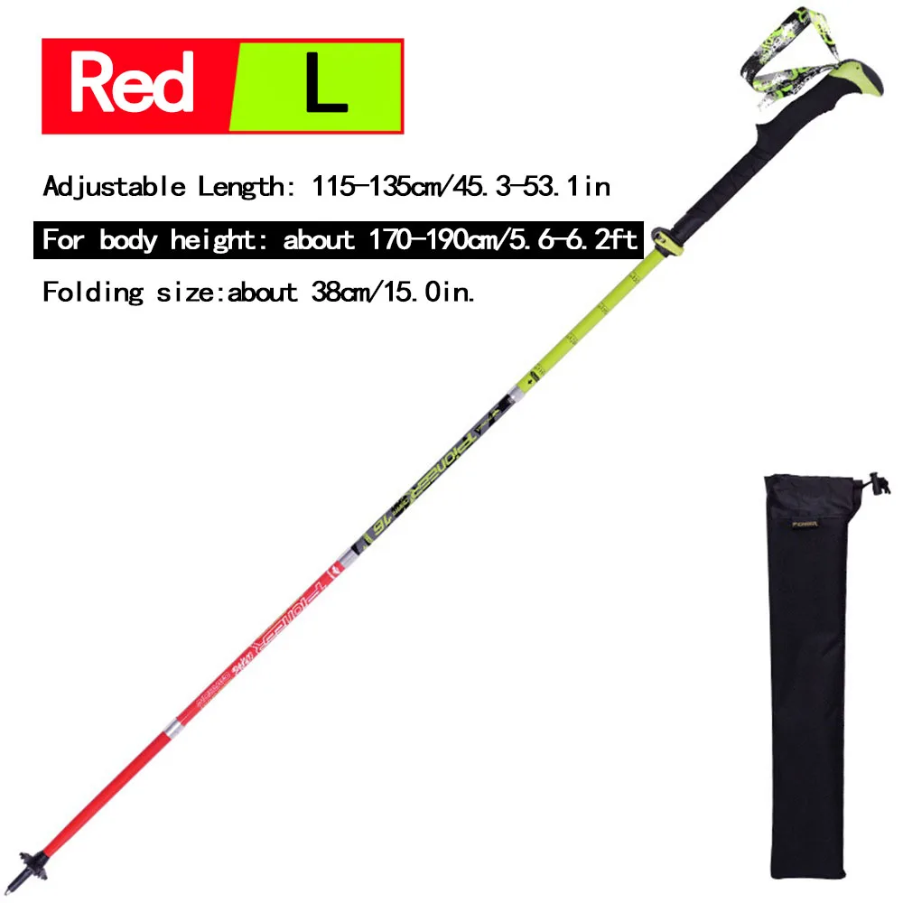 1 PC Adjustable Travel Walking Trekking Climbing Pole Alpenstock Sticks Ultralight Carbon Fiber 5 Sections Cane Lock Folding Rod