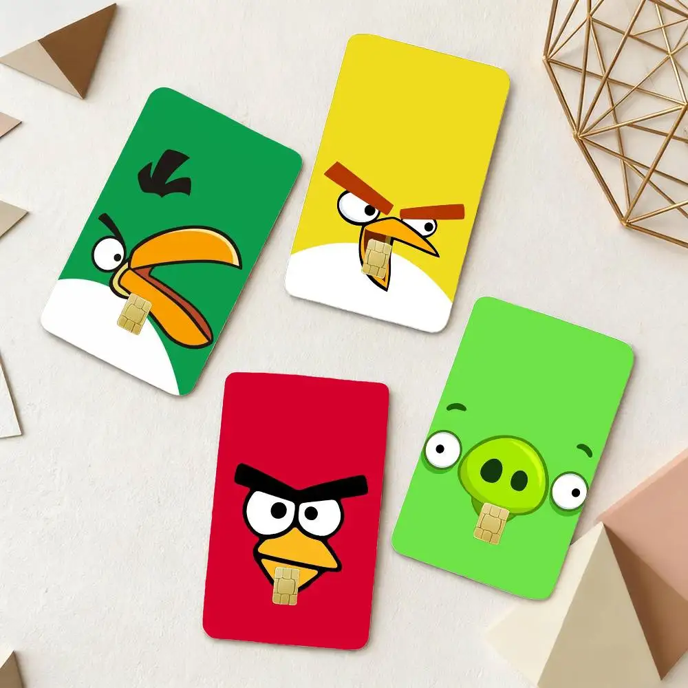 

A-Angry birds Card Stickers Small Waterproof Chip 4PCS Card Sticker Anti-Scratch