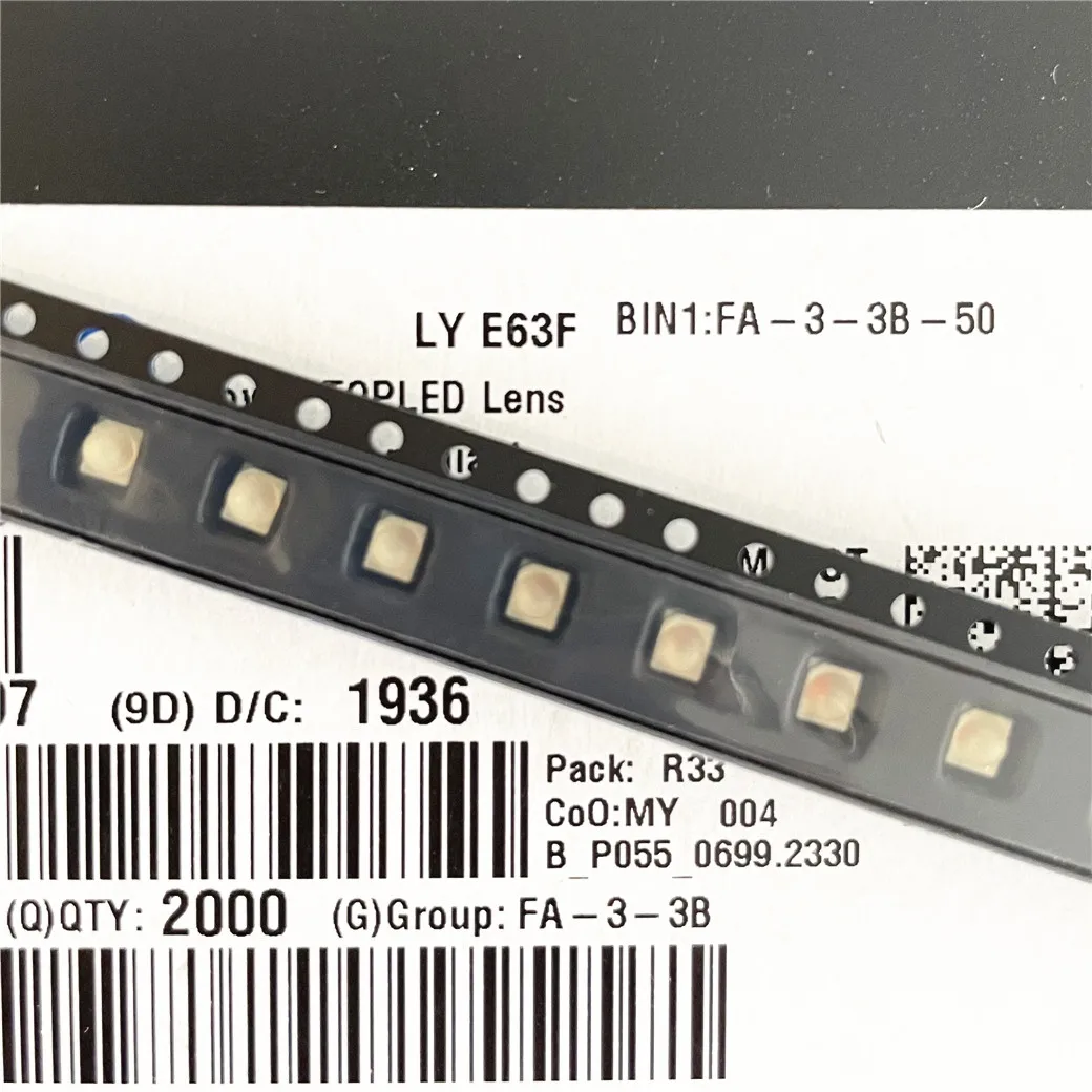 

100pcs, LY E63F-EBGB-36-3B5A, 50mA 2.15V, 583-595nm, 3528 YELLOW SMD LED, PLCC-4, COMMON CATHODE, LYE63F, Angle: 30 degree