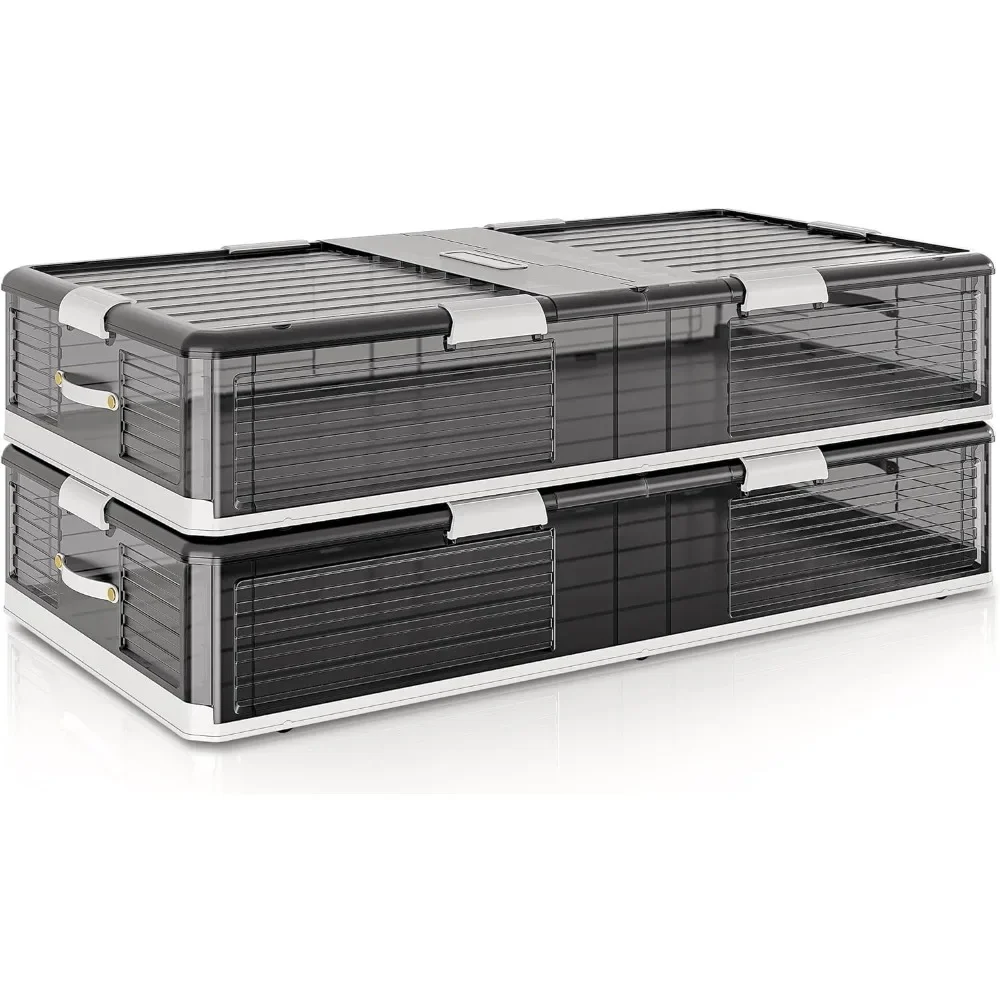 

%a 106QT Under Bed Storage with wheels Plastic Under bed Storage Containers Underbed Storage Bins with Lids ,2Pack
