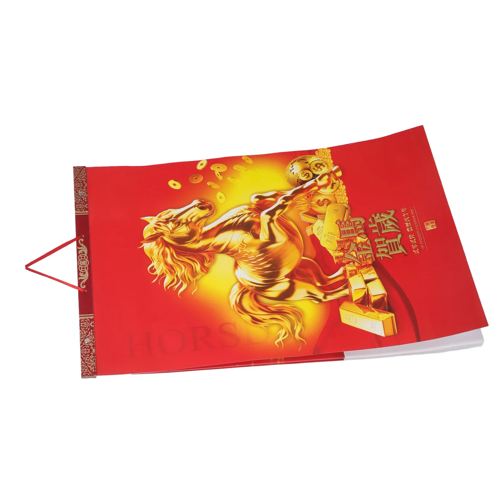 

2026 Lunar Calendar Chinese New Year Decoration Horse Year Wall Hanging Calendar with Calligraphy Farmhouse Style Daily