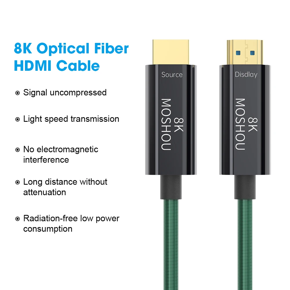 MOSHOU z włókna optycznego 8K HDMI 2.1 kabel 120Hz 48 gb/s kabel HDMI o bardzo wysokiej prędkości obrotowej HDR eARC dla HD TV, pudełko żarówka jak