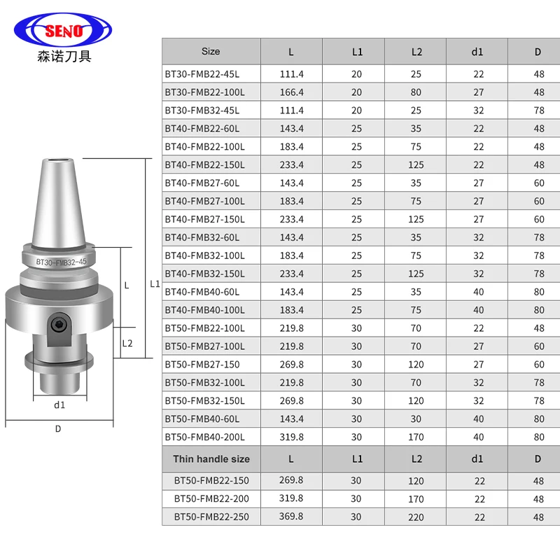 SENO 1PCS BT30 BT40 FMB16 FMB22 FMB27 FMB32 FMB40 Metric Flathead Milling Tool Holder BT FMB CNC Tool Holder Milling Tool Holder