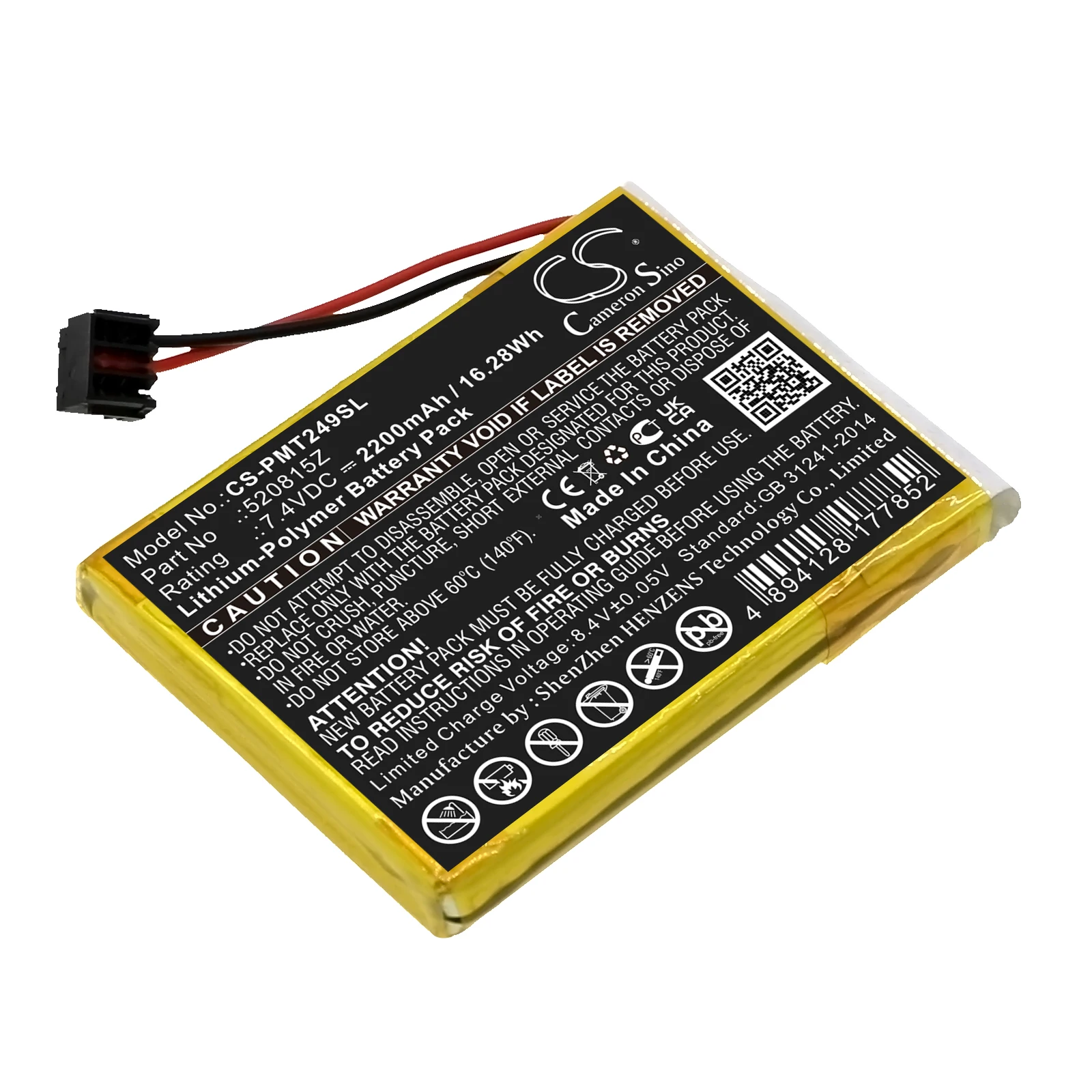 CS Replacement Battery for Pentair IntelliTouch,MobileTouch II,4249A PN:520815Z 2200mAh / 16.28Wh