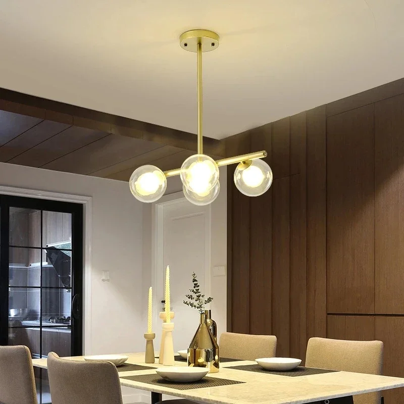 Modern White Glass Ball Chandelier Pendant Lamp For Dining Table Living Room Bedroom 3/5/6/8 Heads Indoor Lighting Suspension